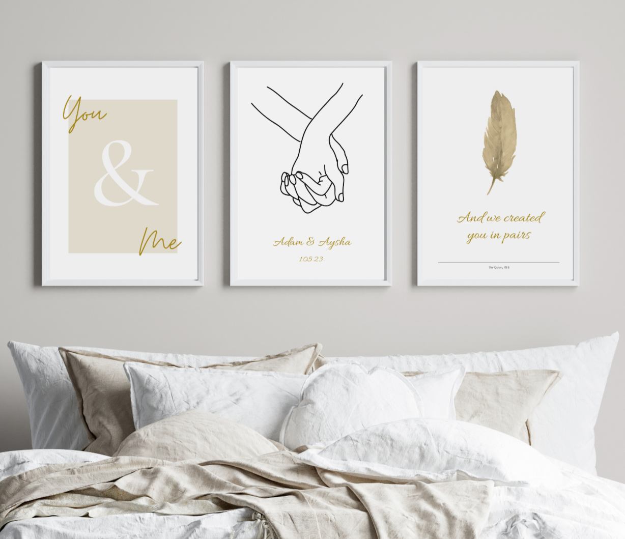 Muslim couples wall art personalised