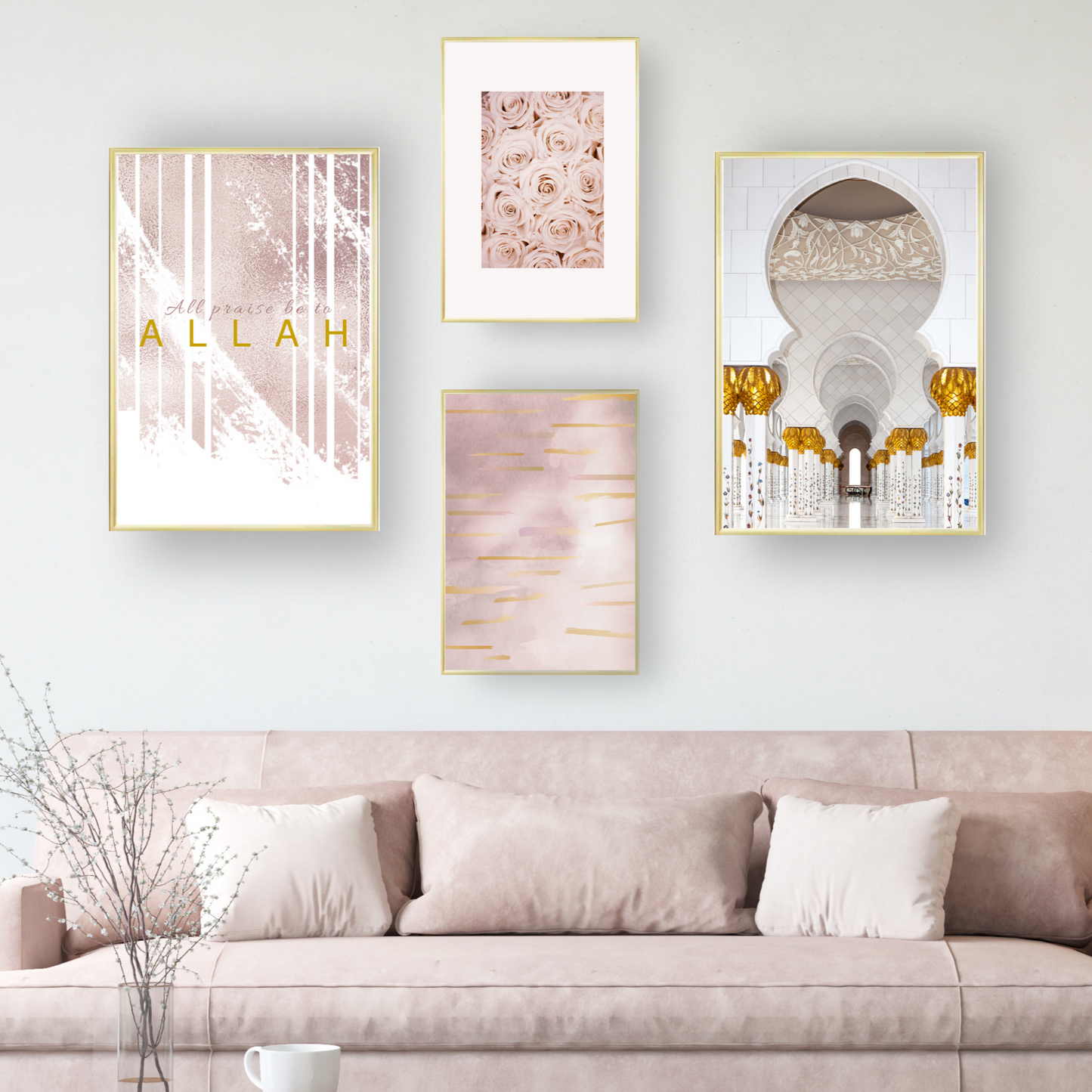 pink islamic posters set