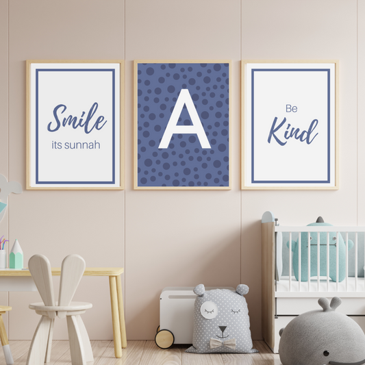 Personalised Boys Set of 3 Islamic Prints for Children's Bedroom