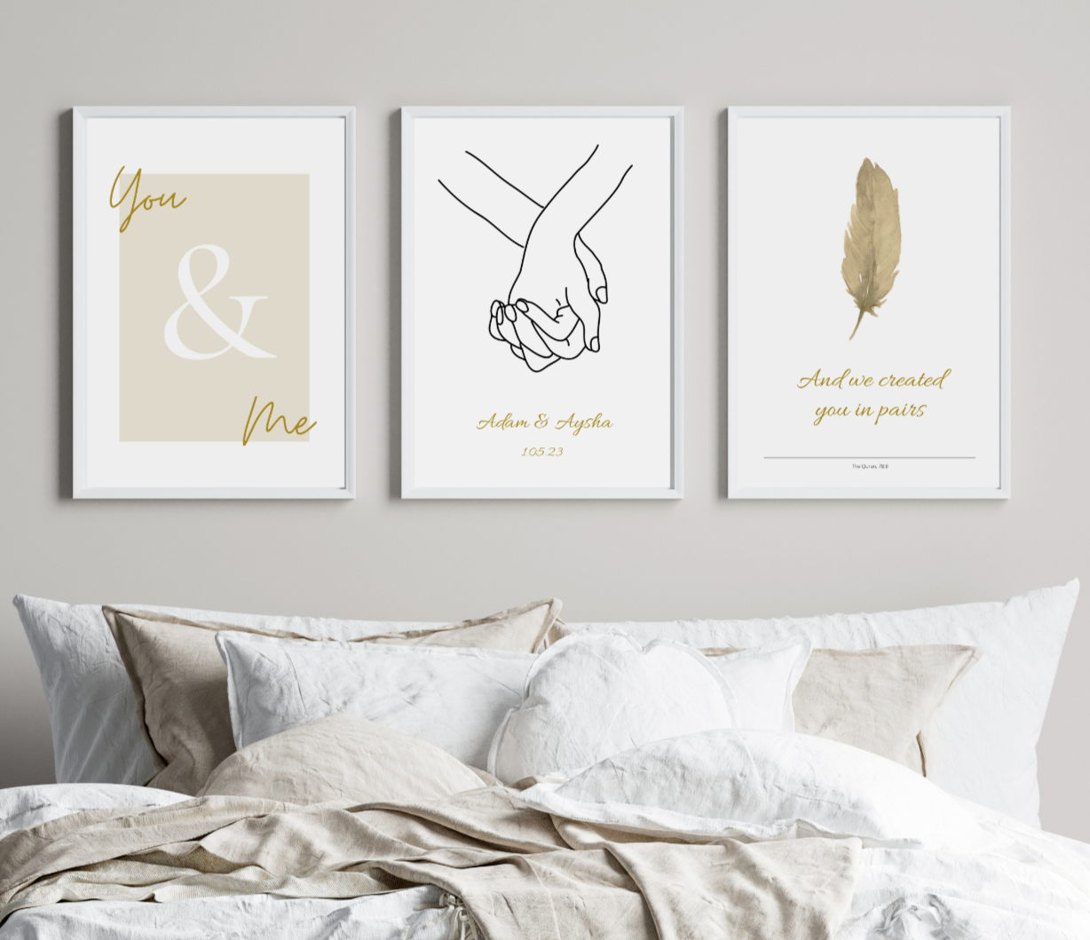 Muslim couples wall art personalised 