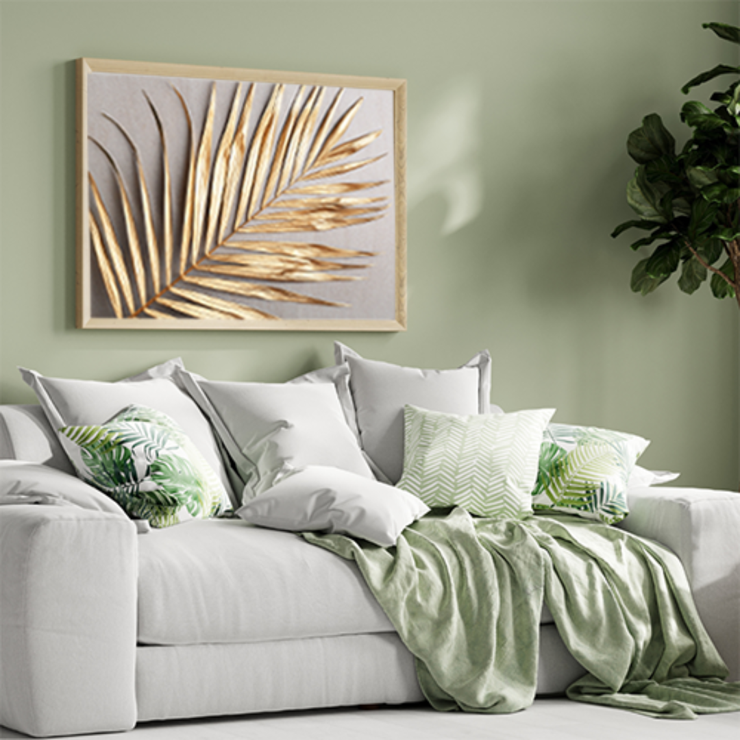 Gold Grey Palm Leaf Wall Art Poster